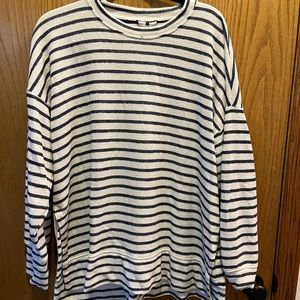 aerie French Terry Beach Sweatshirt - Navy & White Stripe